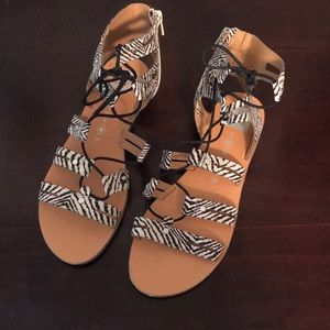 Zebra Lace Up Sandals